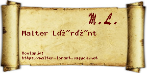 Malter Lóránt névjegykártya