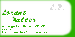 lorant malter business card